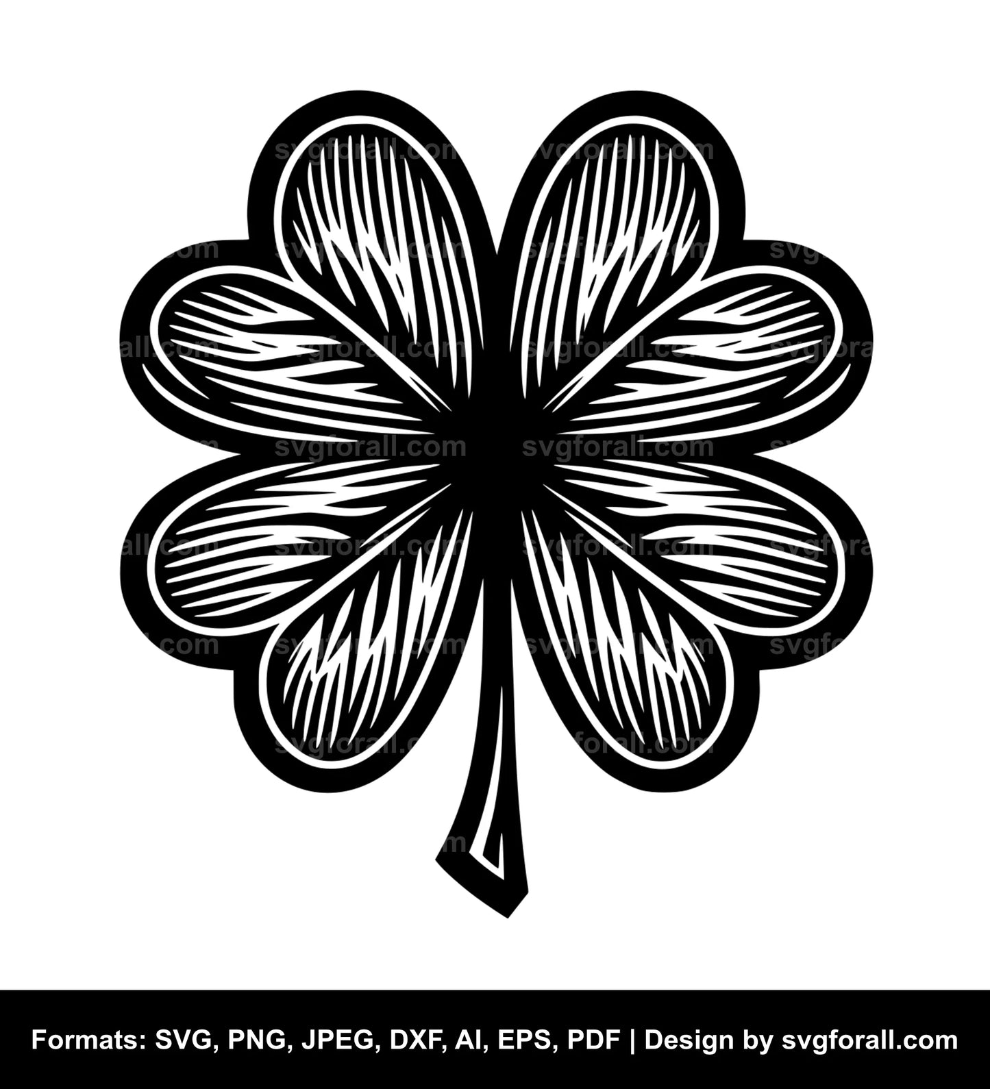 Four Leaf Clover Black SVG