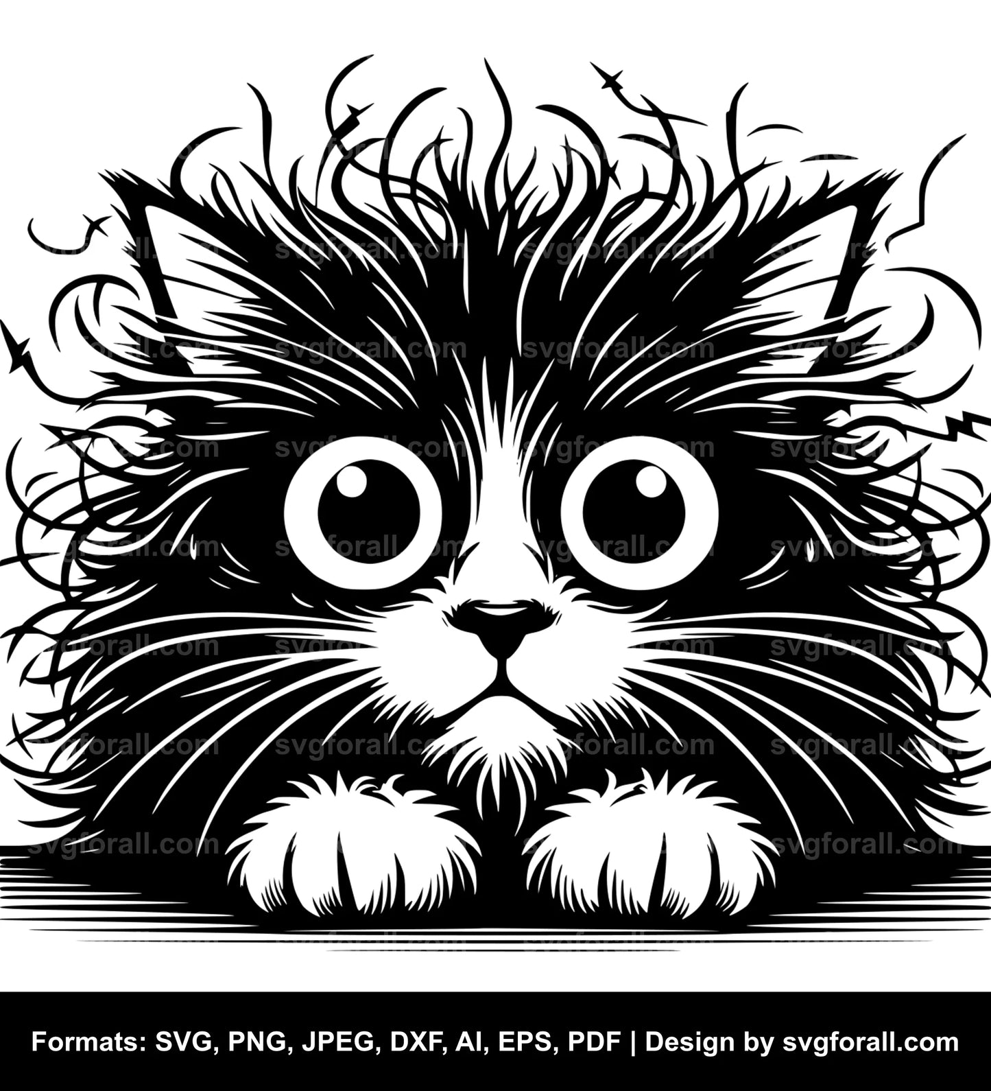 Frazzled Cat Black SVG