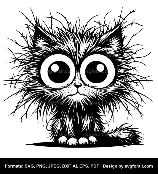 Frazzled Cat SVG Clipart