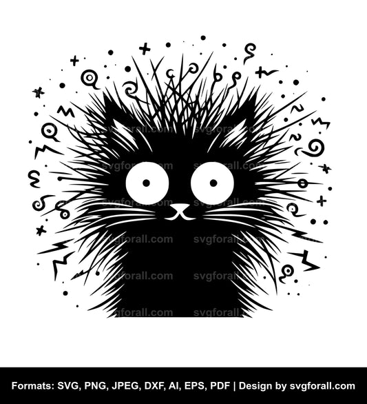 Frazzled Cat SVG Vector