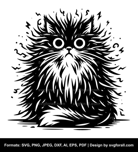 Frazzled Cat Vector SVG