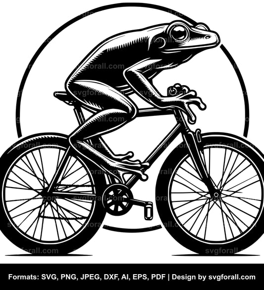 Frog On Bike Black SVG