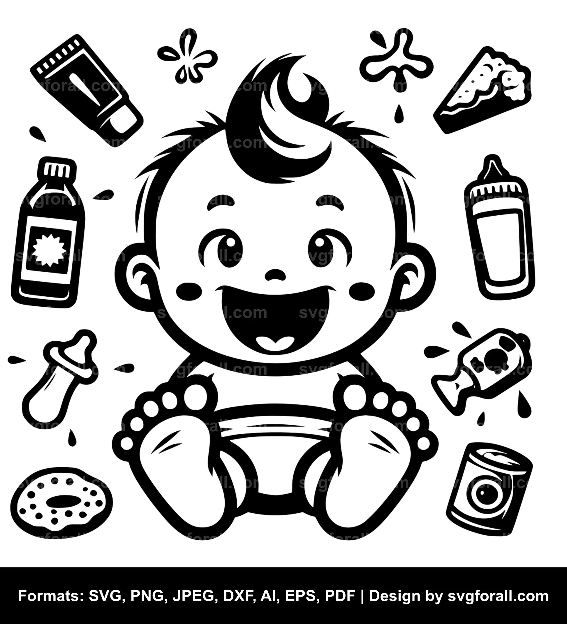 Funny Baby Black SVG