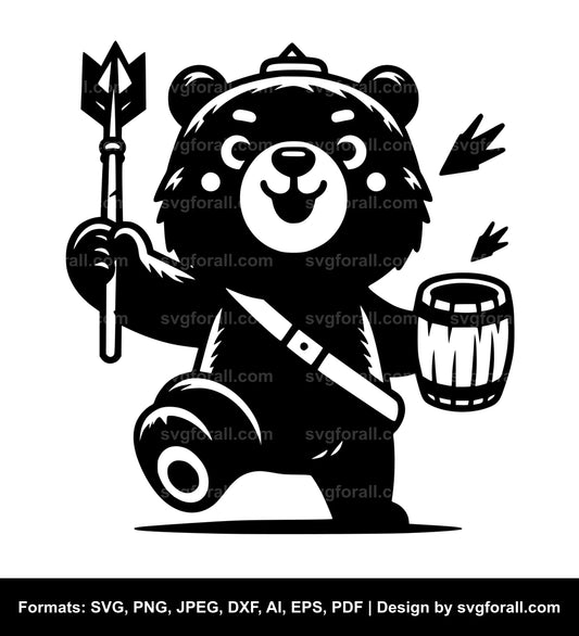 Funny Bear Black SVG