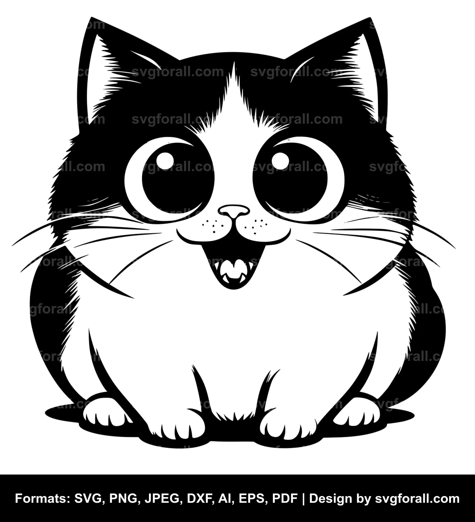 Funny Cat Black SVG