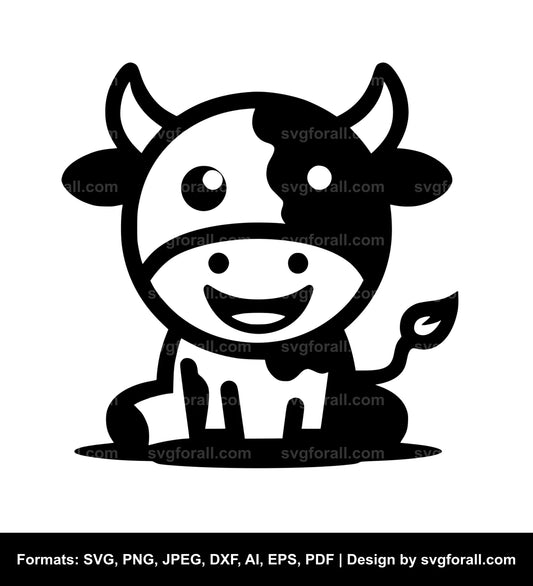 Funny Cow Black SVG