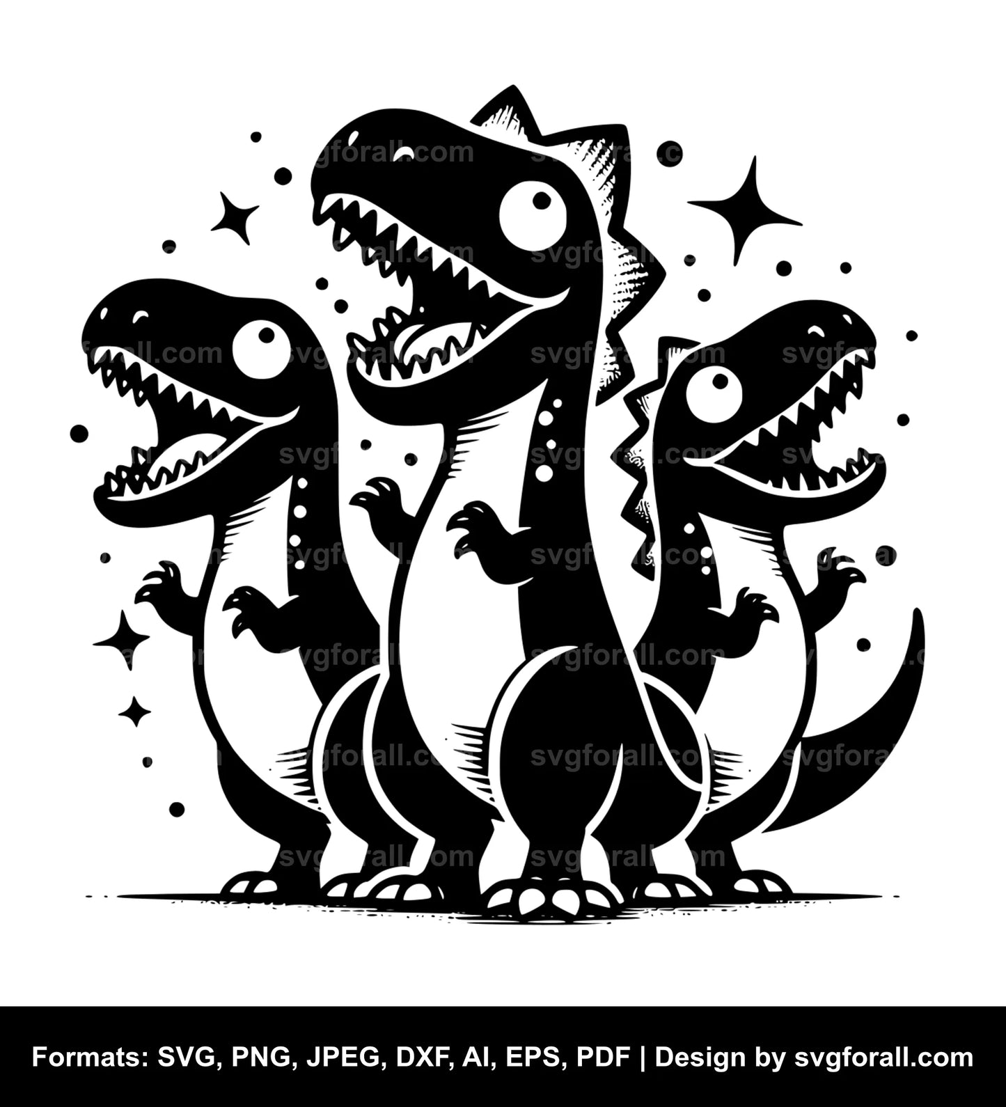 Funny Dinosaur Black SVG