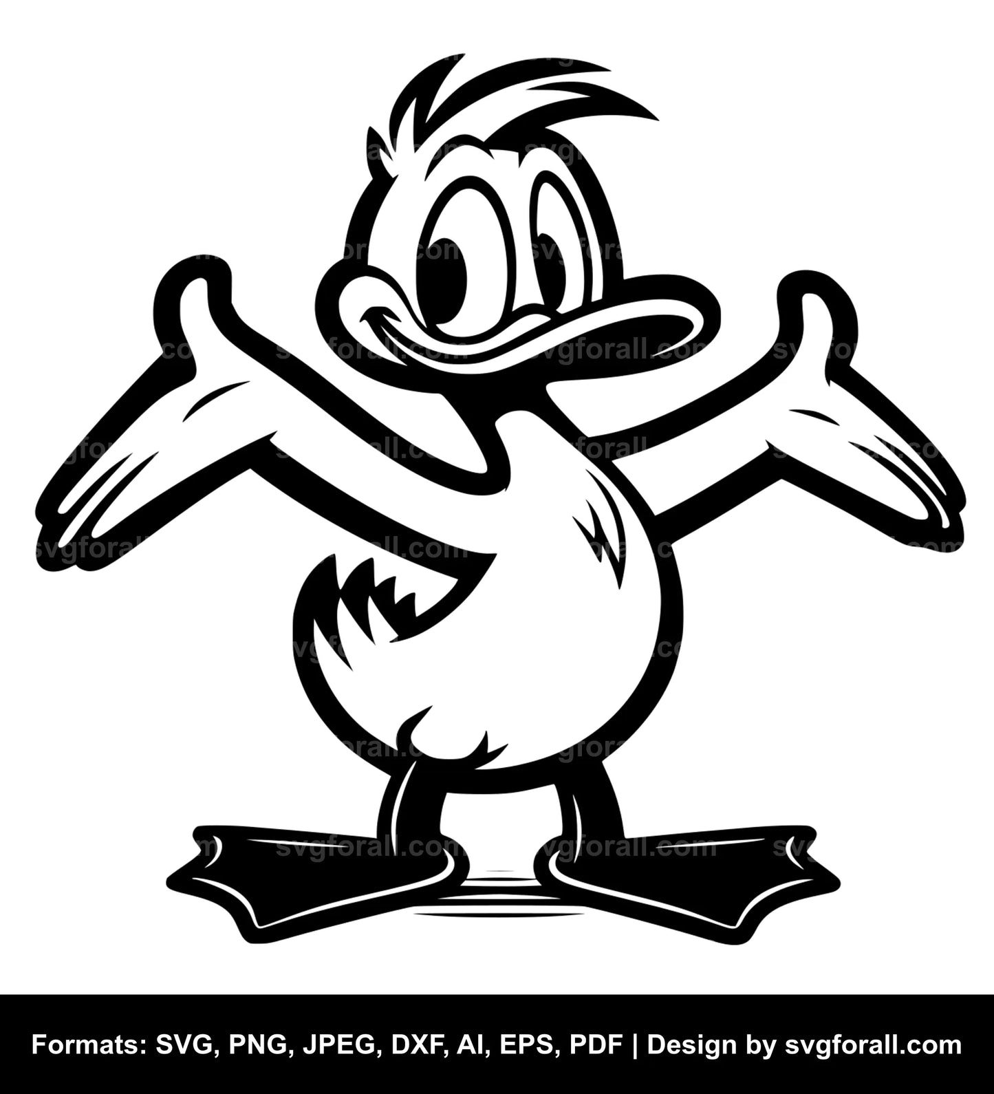 Funny Duck Black SVG