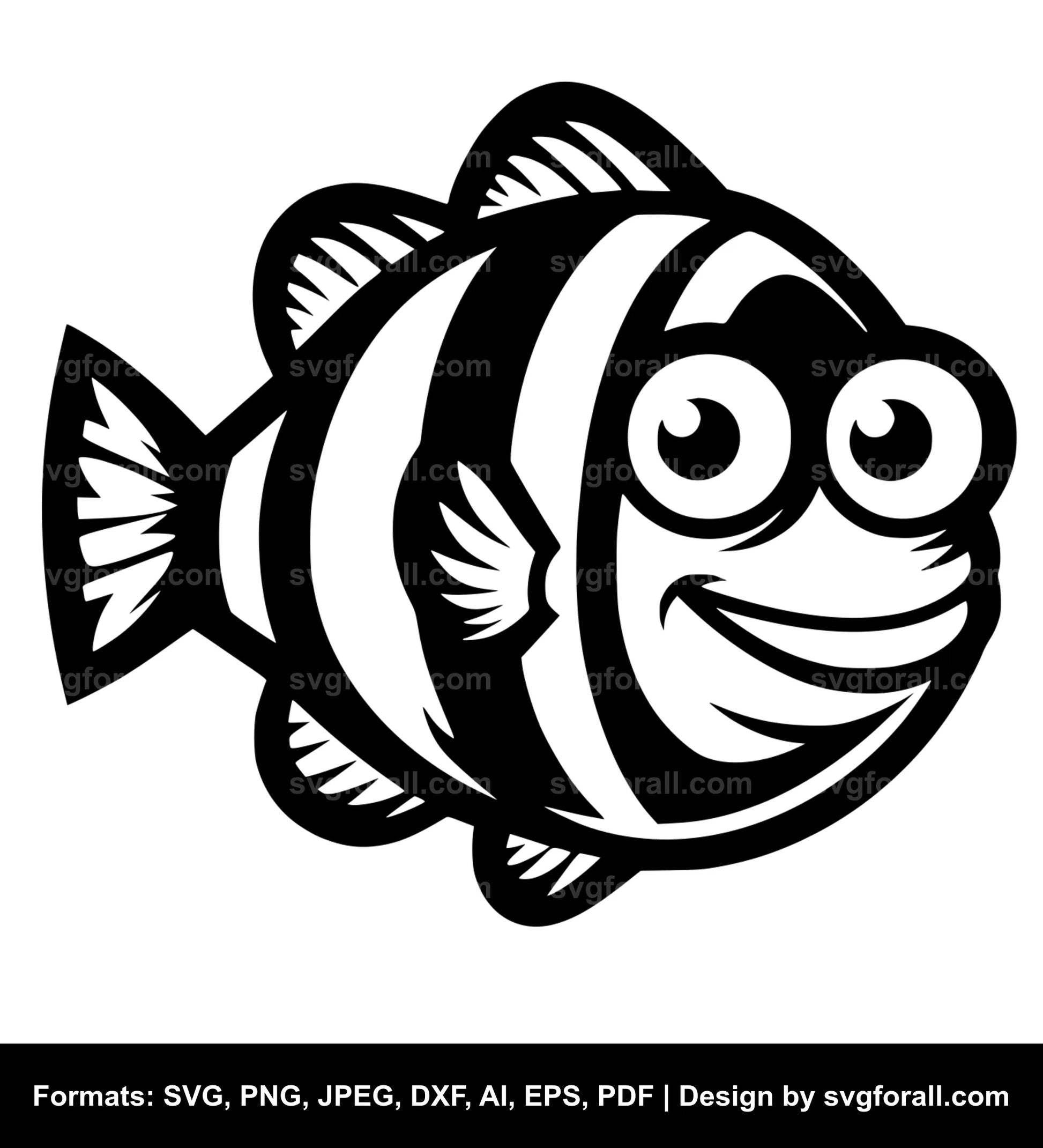 Funny Fish Black SVG