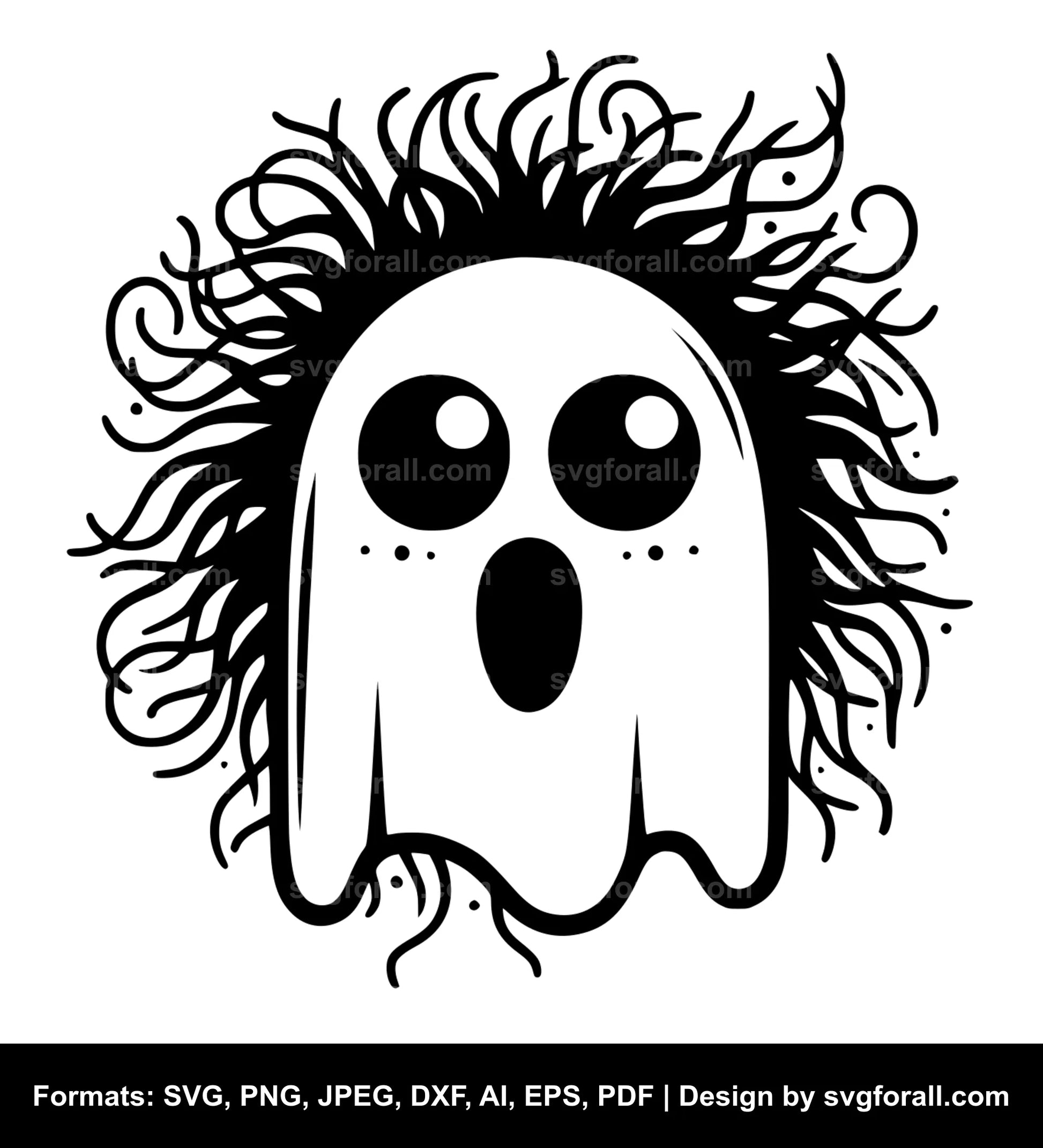 Funny Ghost Face Black SVG