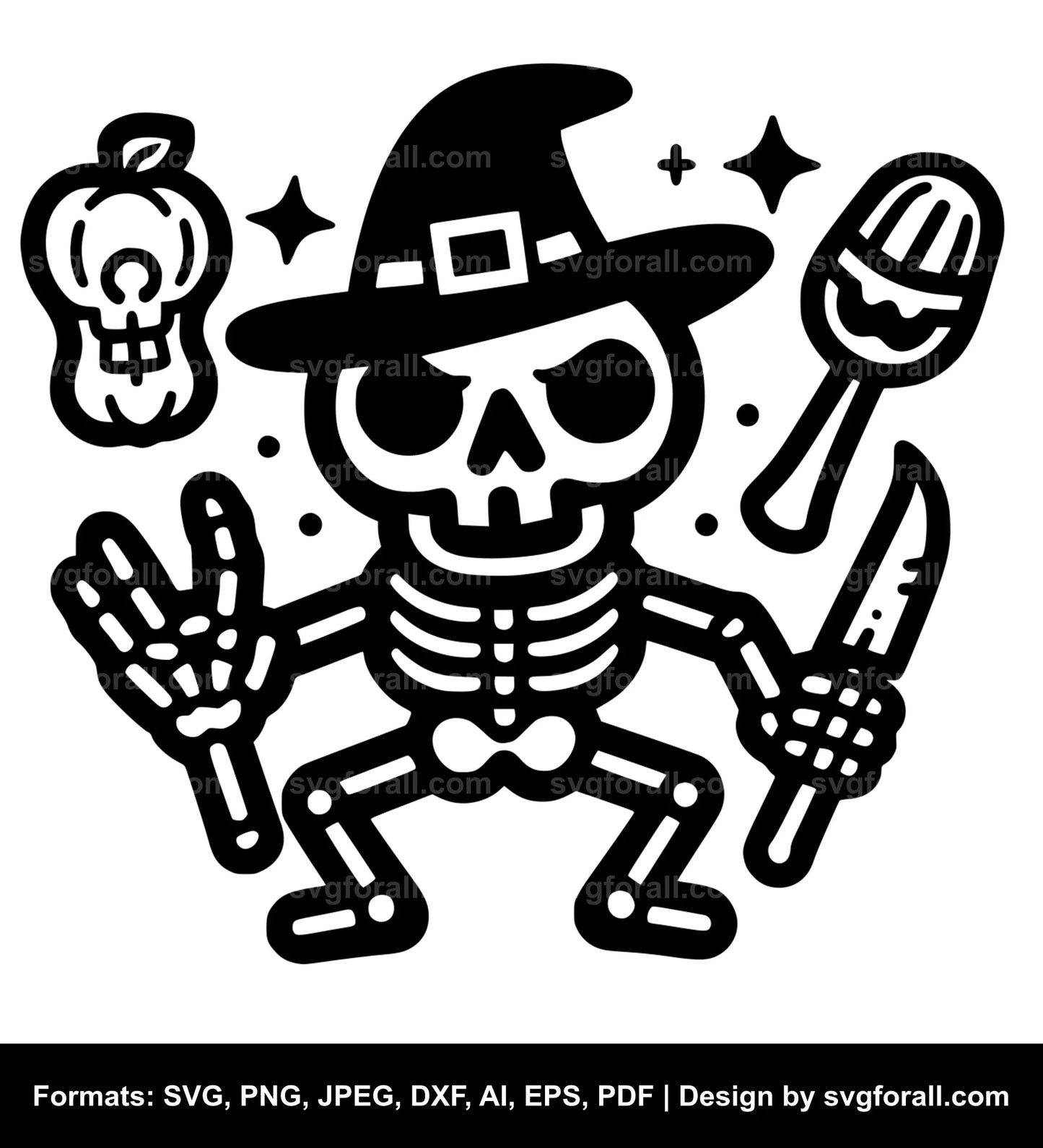 Funny Skeleton Black SVG