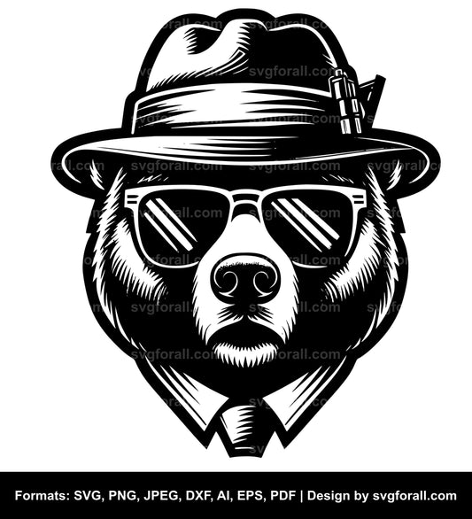 Gangster Bear Clipart SVG