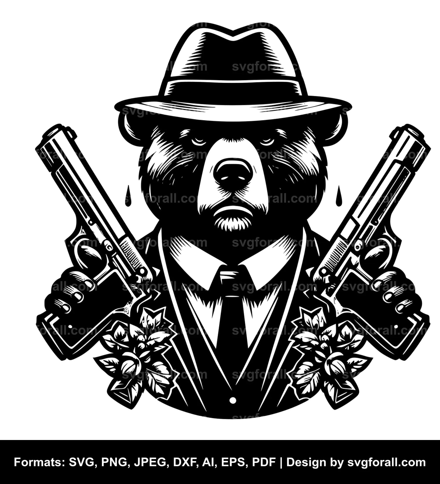 Gangster Bear SVG Clipart