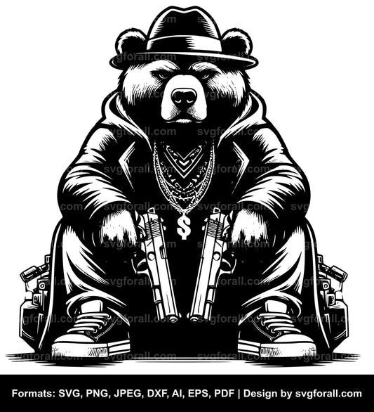 Gangster Bear SVG Design