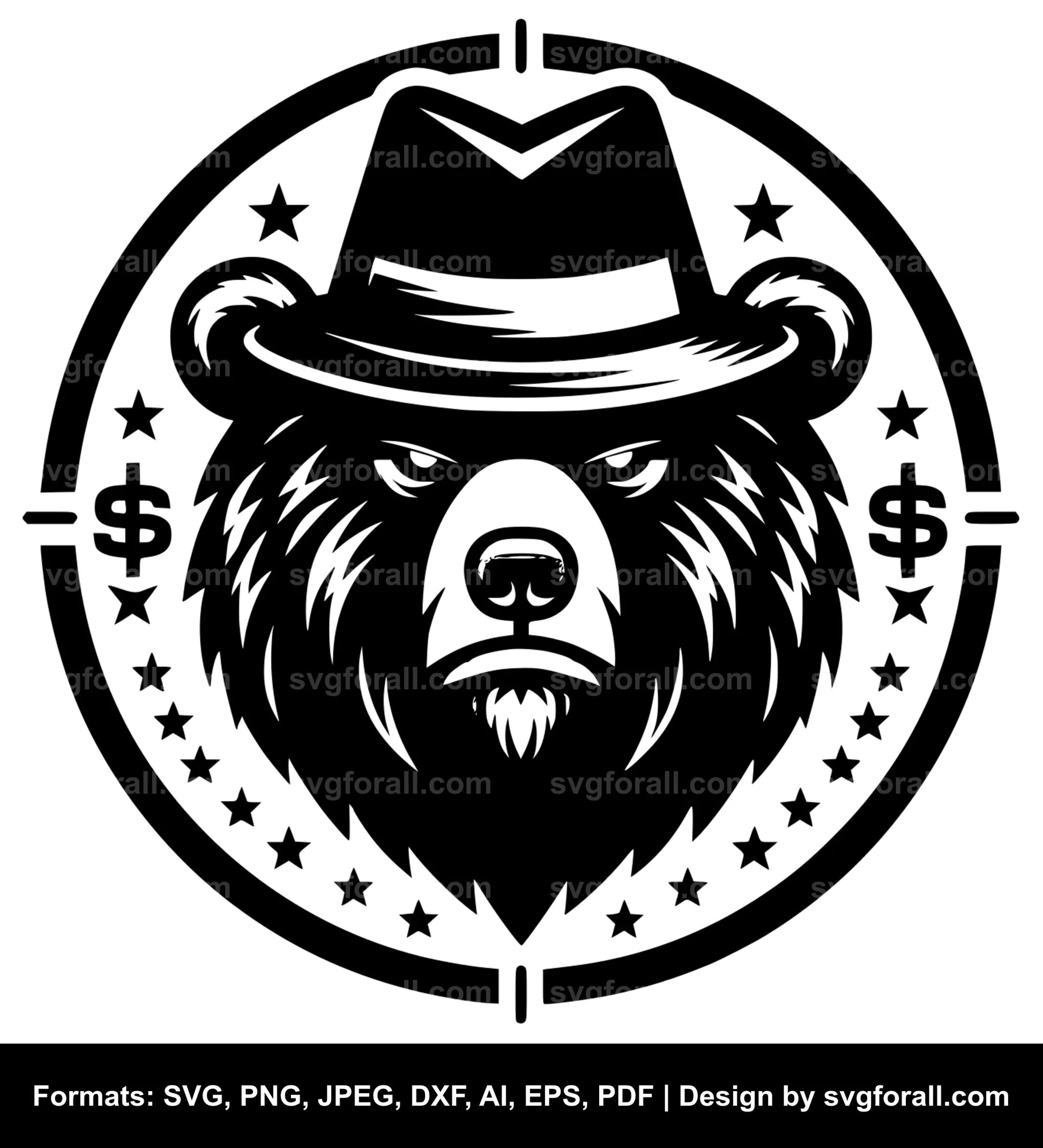 Gangster Bear SVG PNG