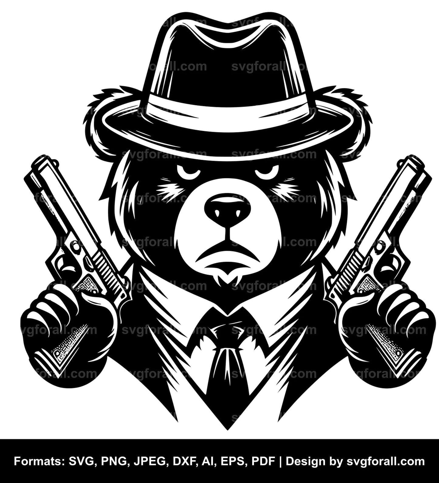 Gangster Bear SVG Vector