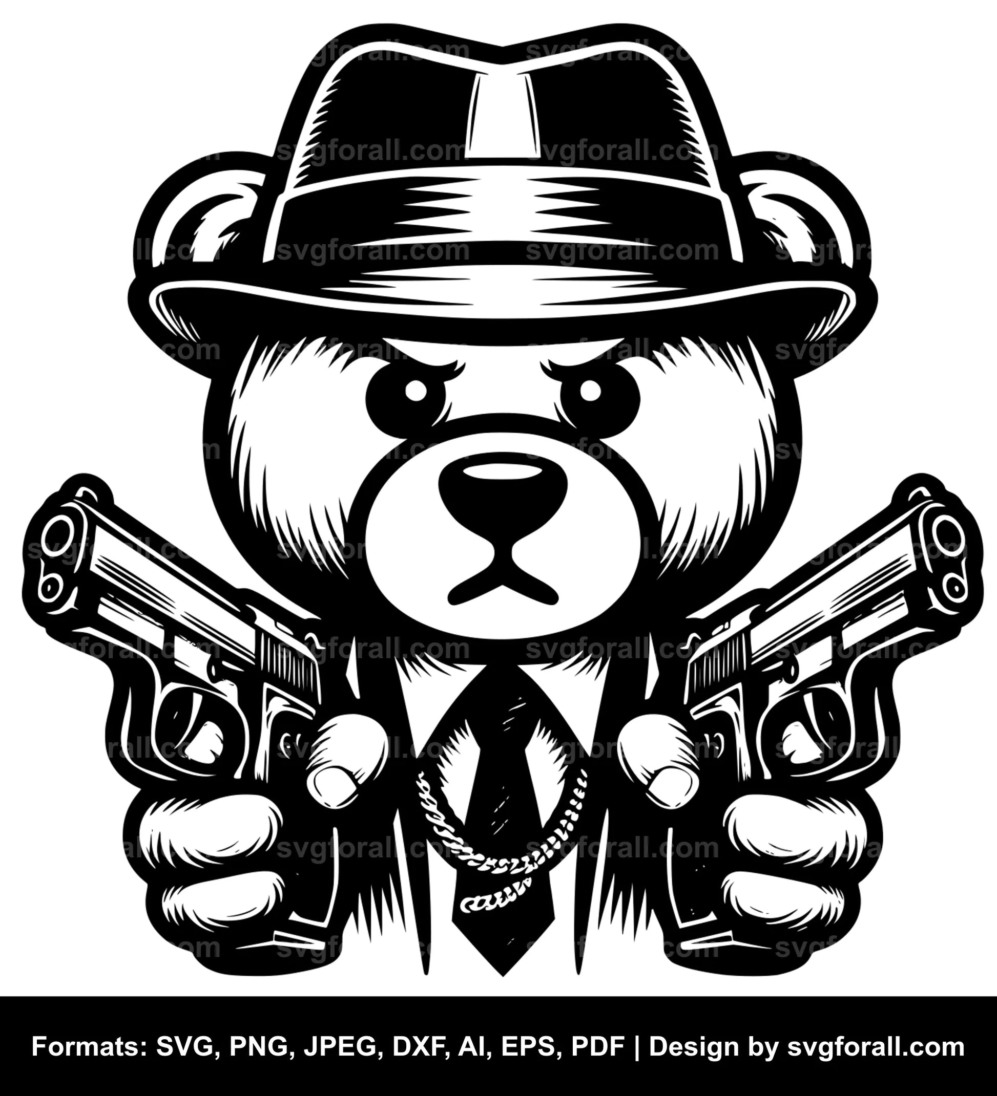 Gangster Teddy Bear SVG