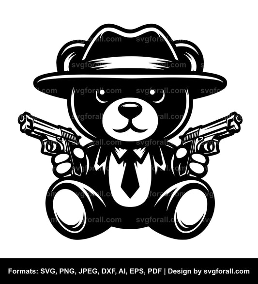 Gangster Teddy Bear SVG File