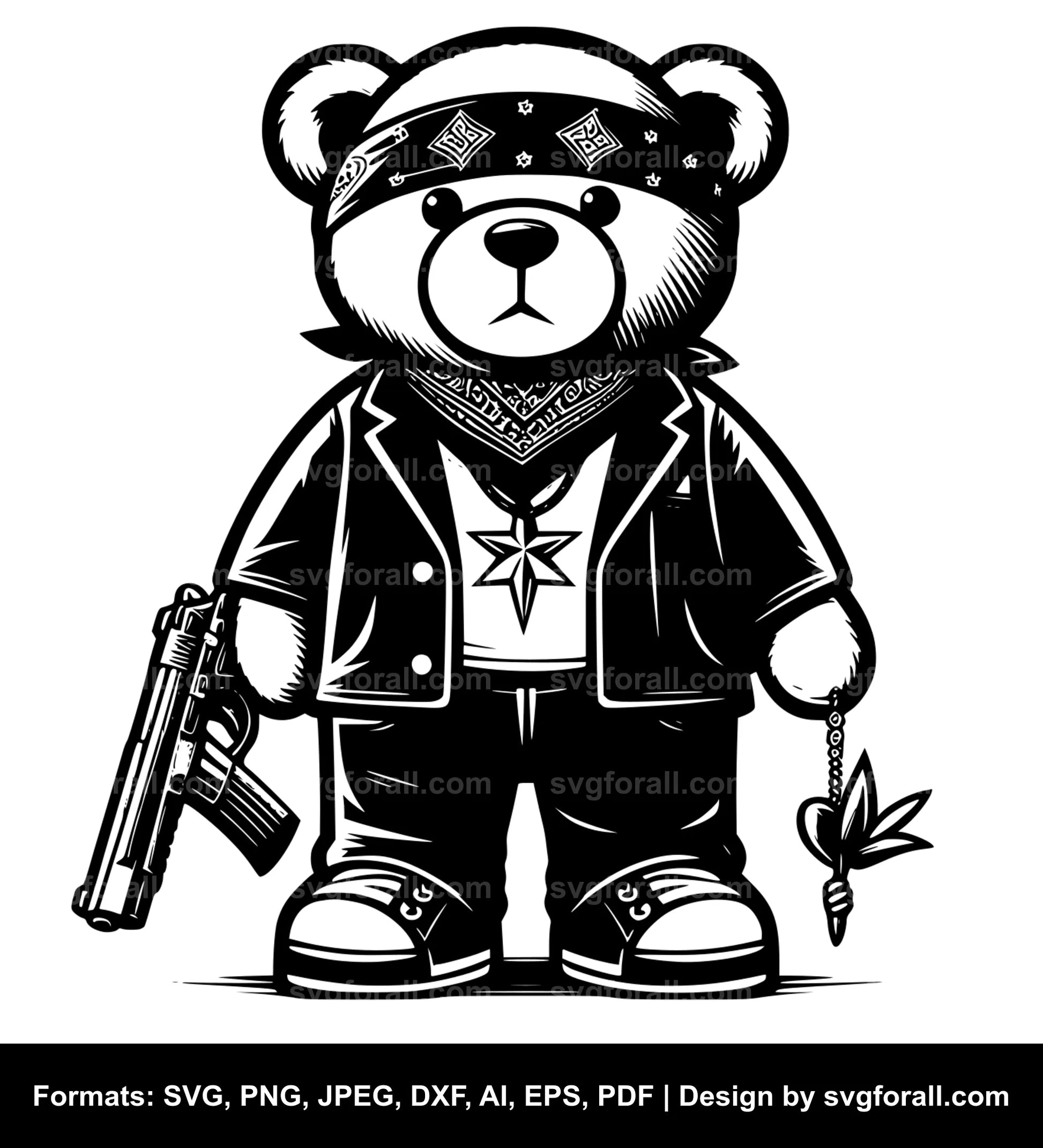 Gangster Teddy Bear SVG PNG