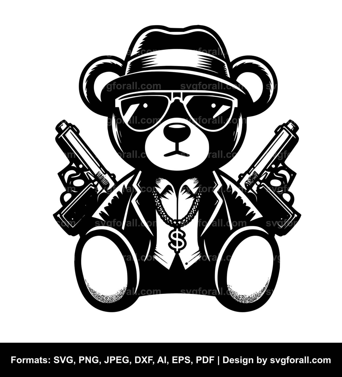 Gangster Teddy Bear SVG Vector