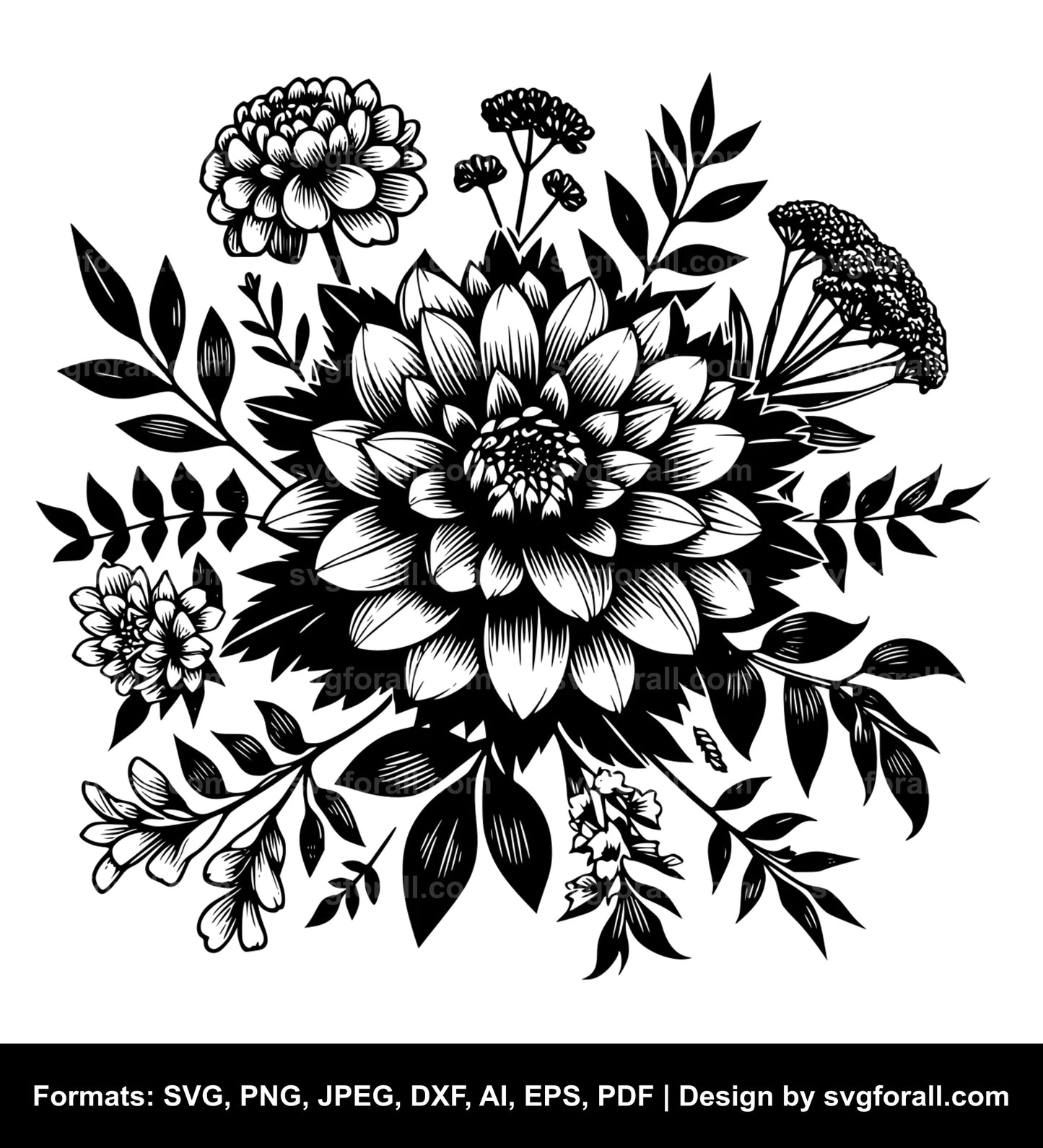 Garden Flower Black SVG