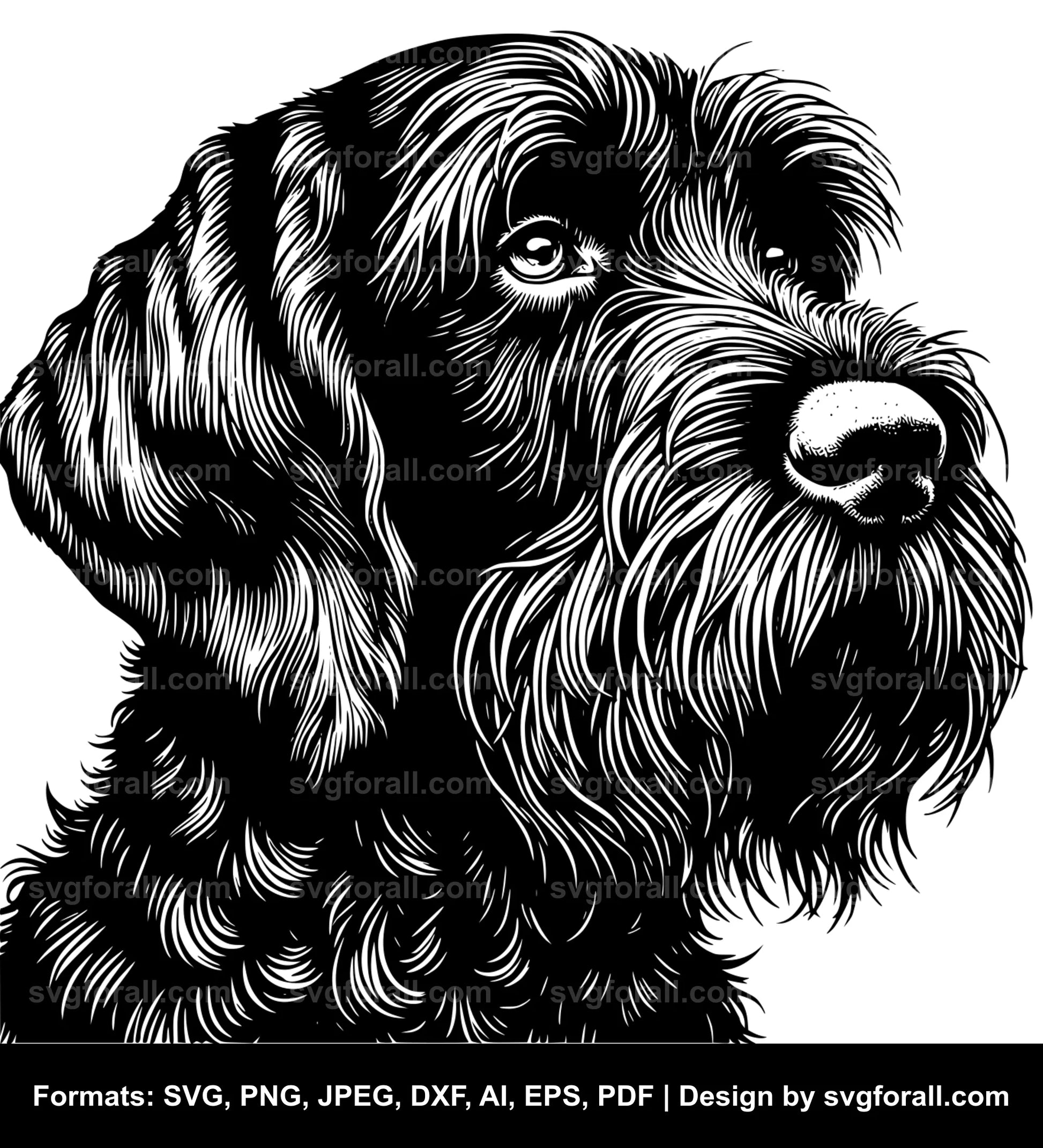 German Wirehaired Pointer Dog Black SVG