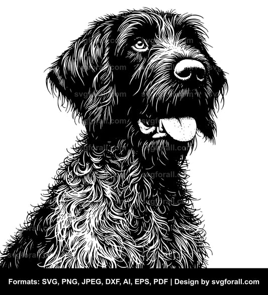 German Wirehaired Pointer Dog SVG Vector