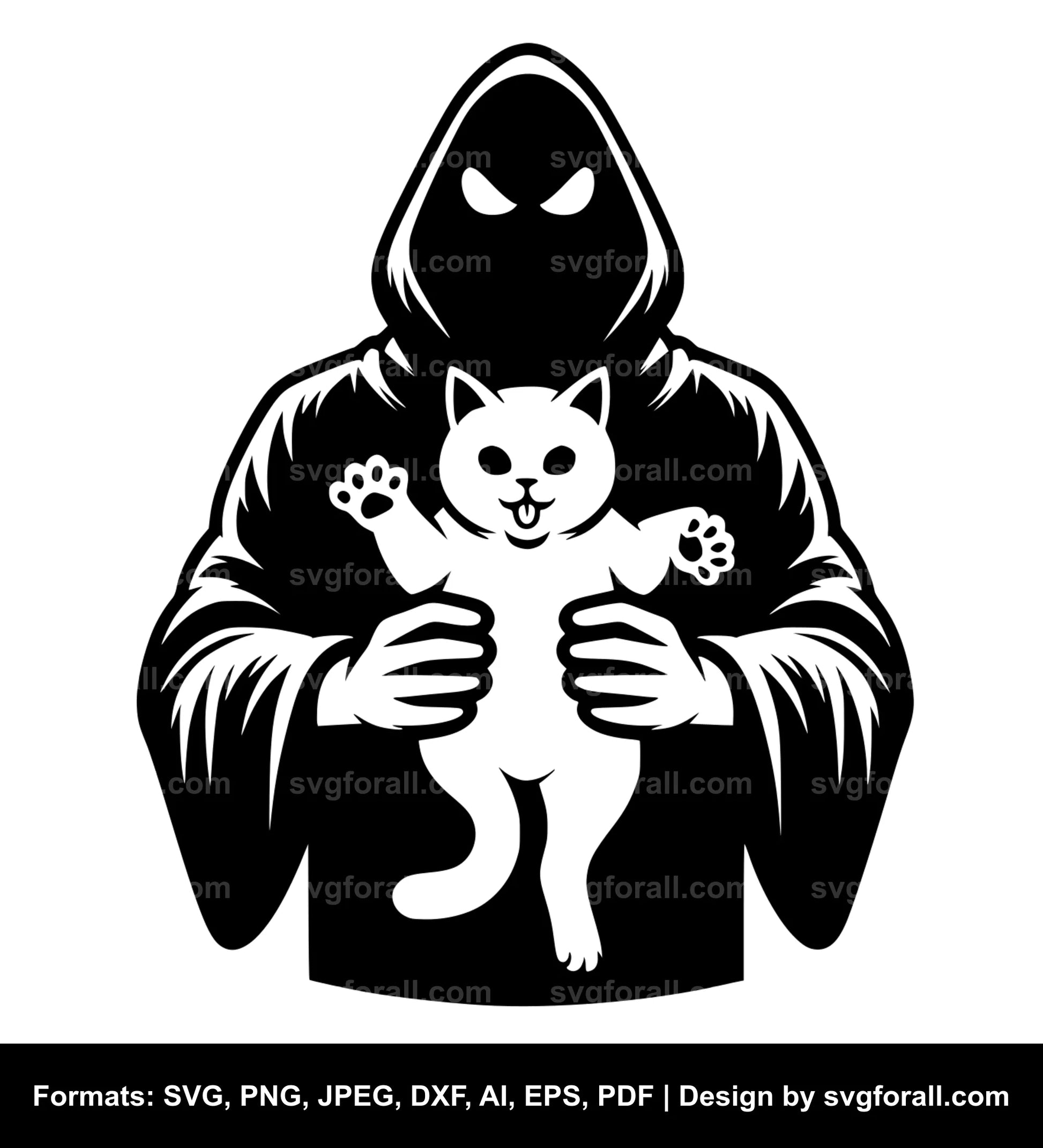 Ghost Holding Cat Clipart SVG