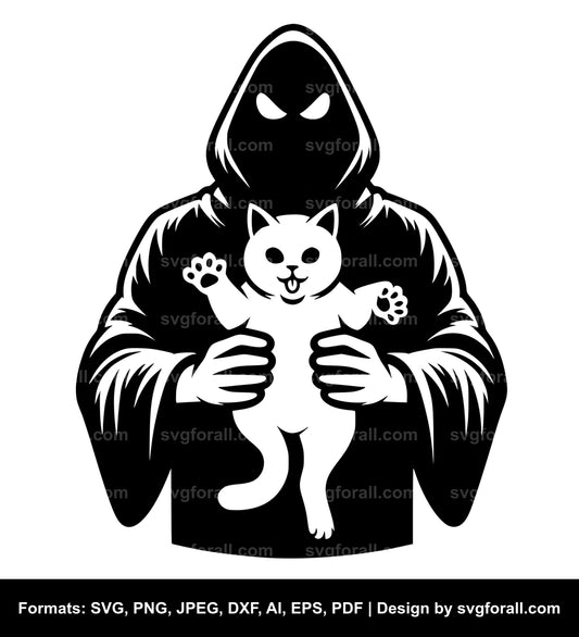 Ghost Holding Cat Clipart SVG