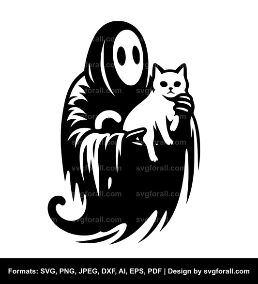 Ghost Holding Cat Cricut SVG