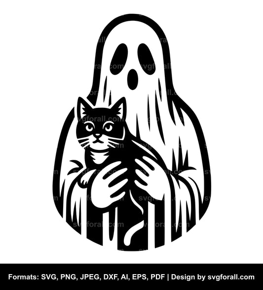 Ghost Holding Cat SVG