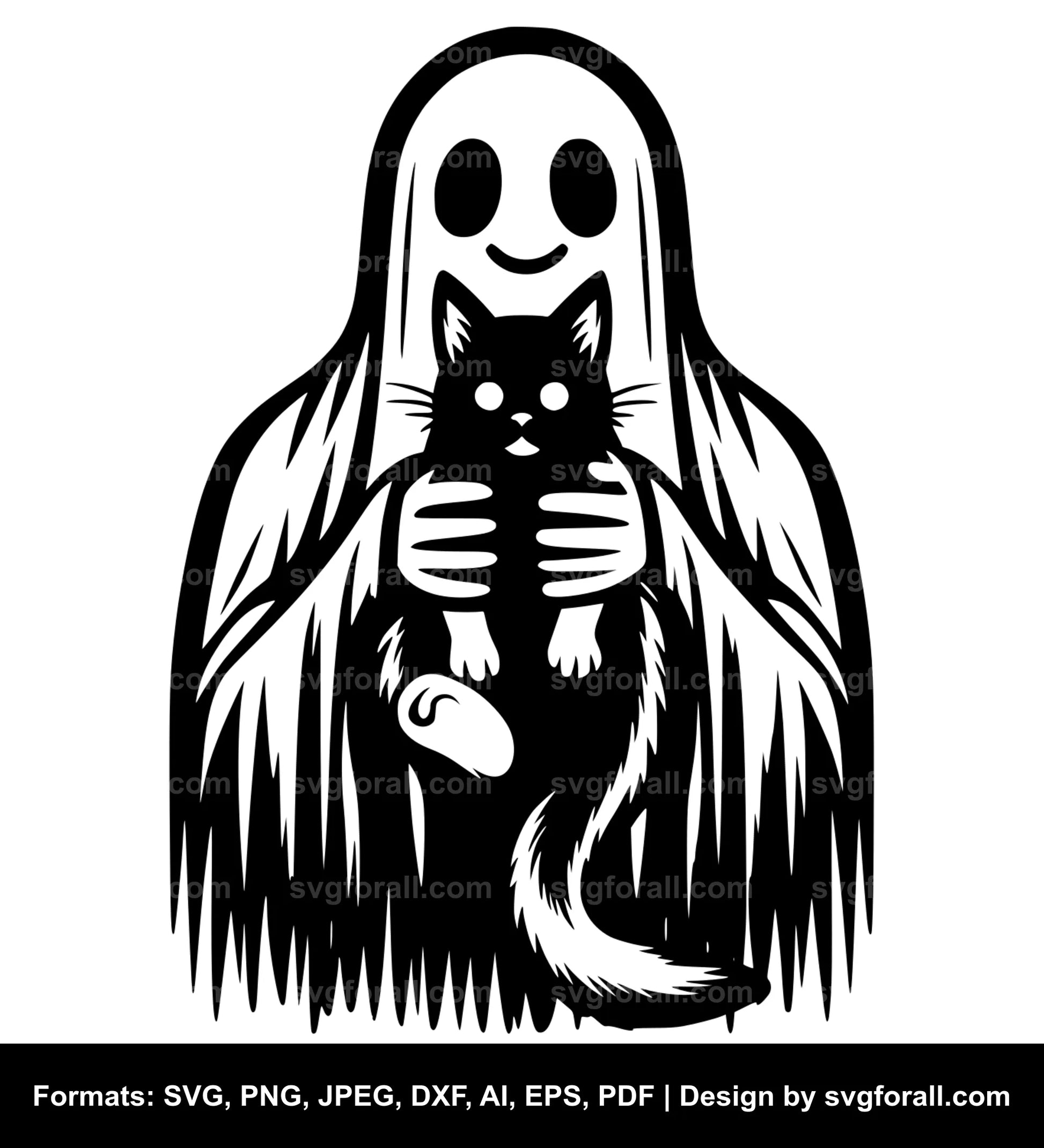 Ghost Holding Cat SVG Clipart