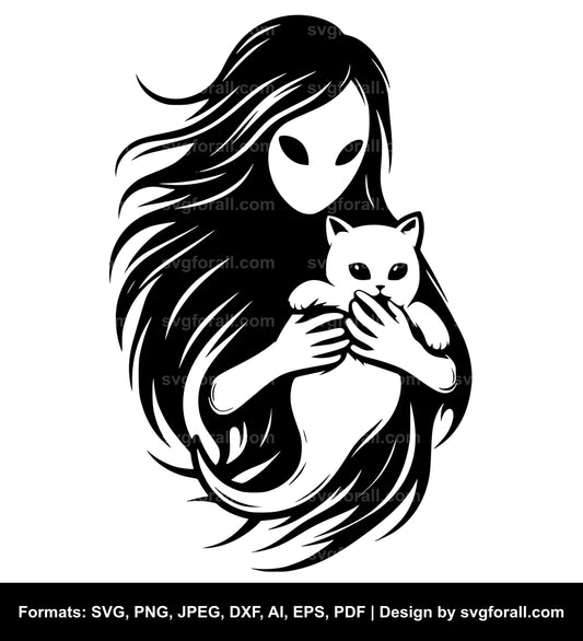 Ghost Holding Cat SVG Design