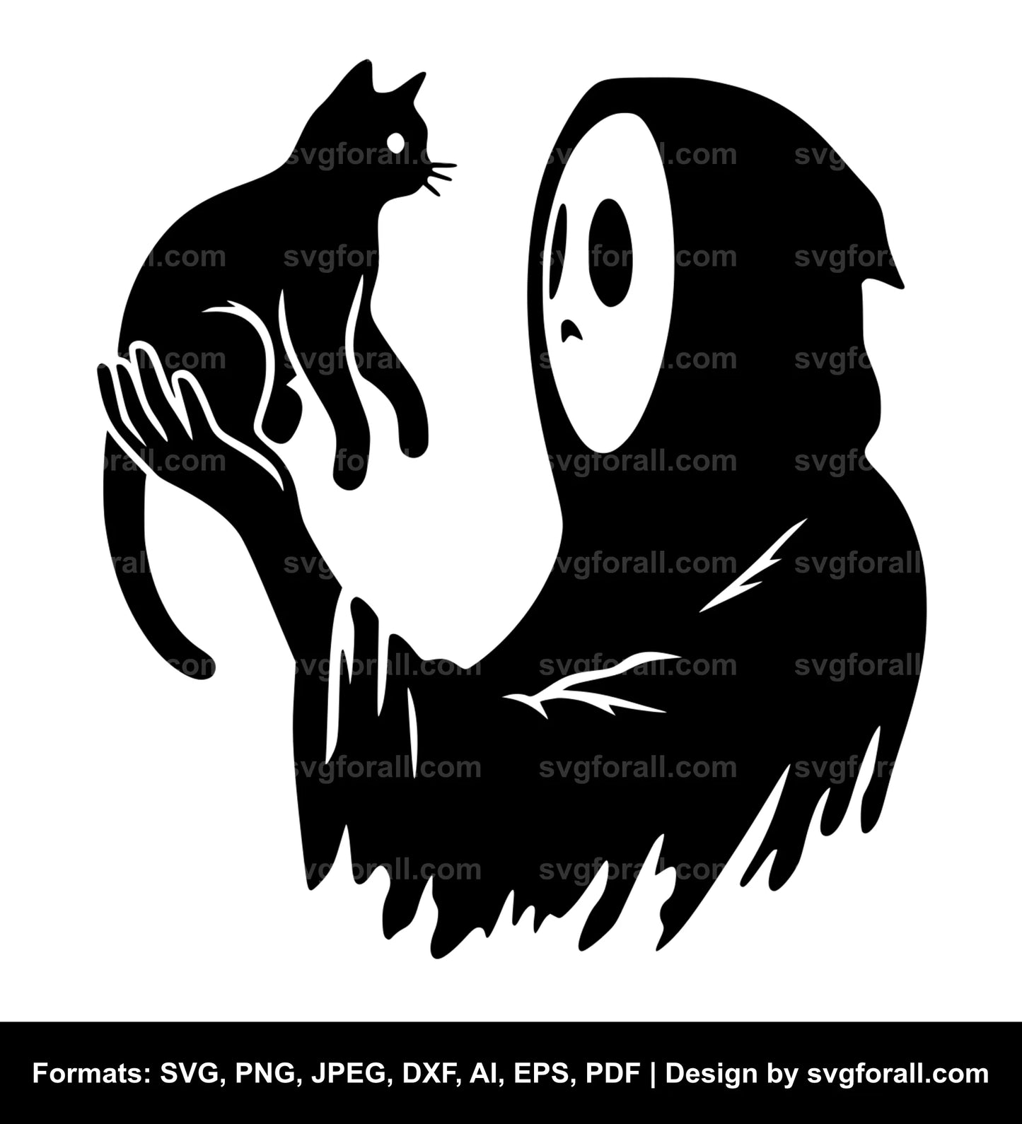 Ghost Holding Cat SVG File