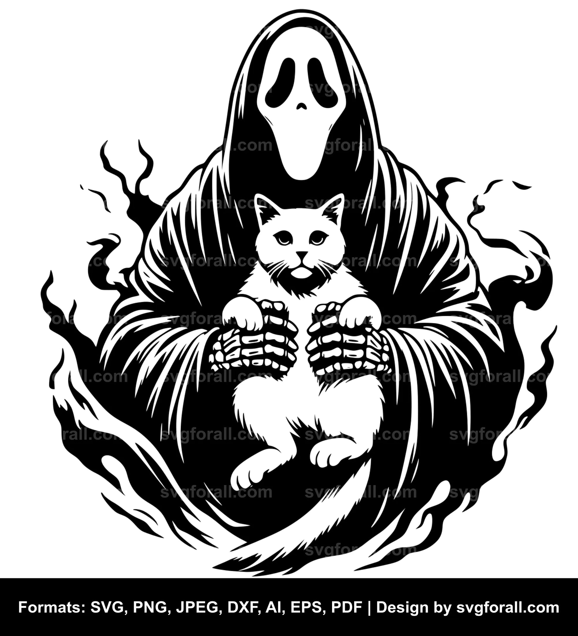 Ghost Holding Cat SVG PNG