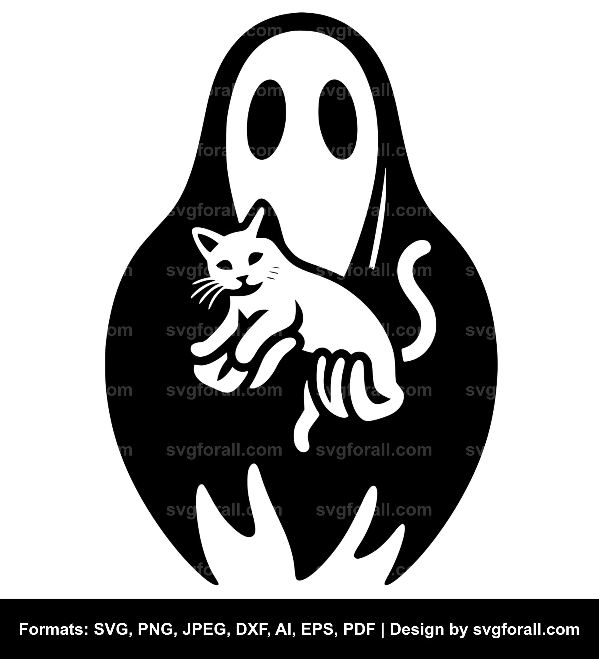 Ghost Holding Cat SVG Vector