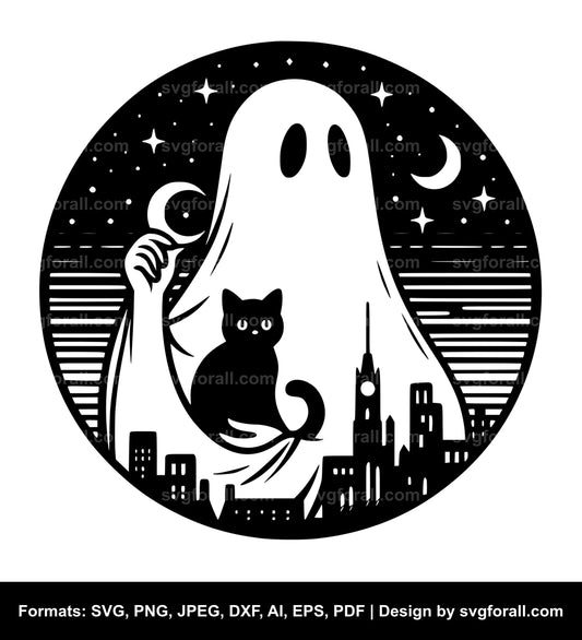 Ghost Holding Cat Vector SVG