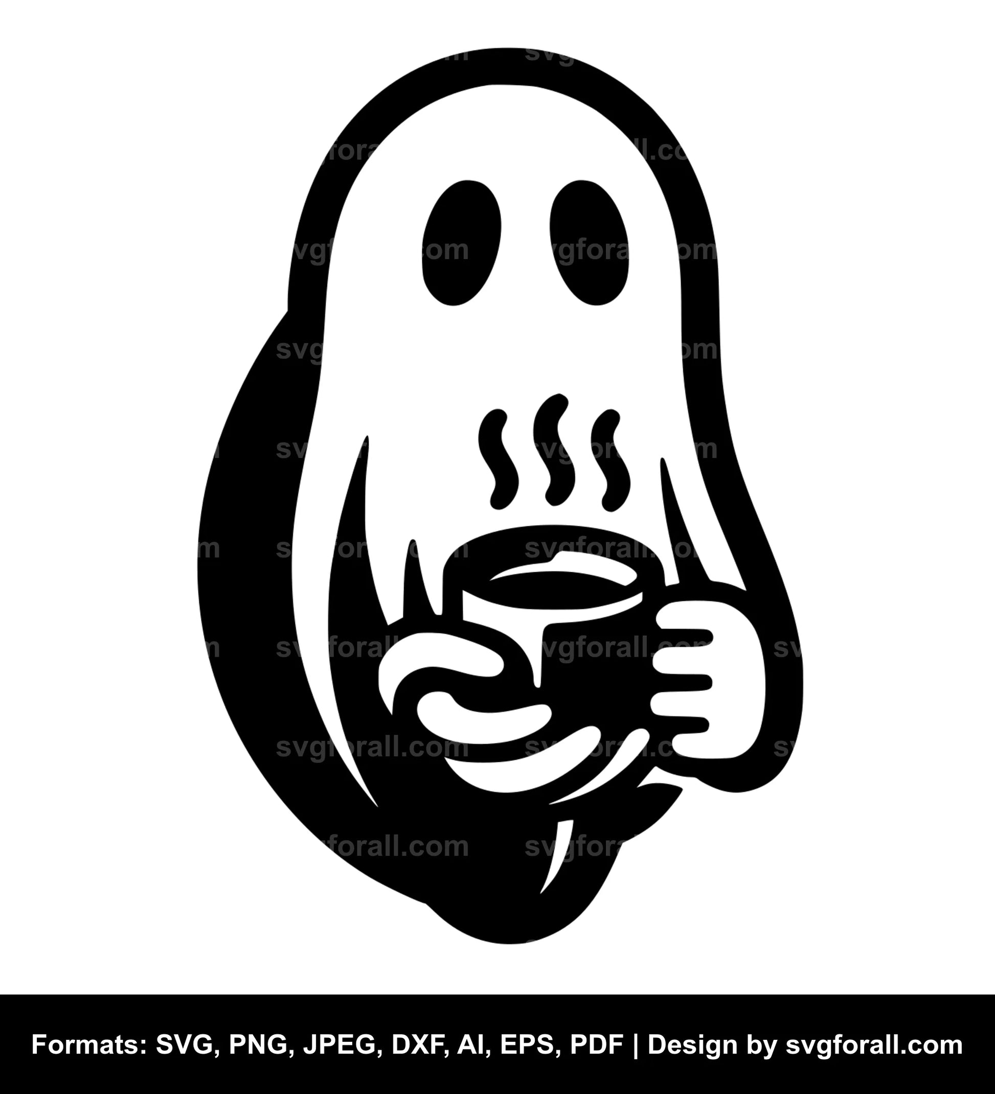 Ghost Holding Coffee Cricut SVG