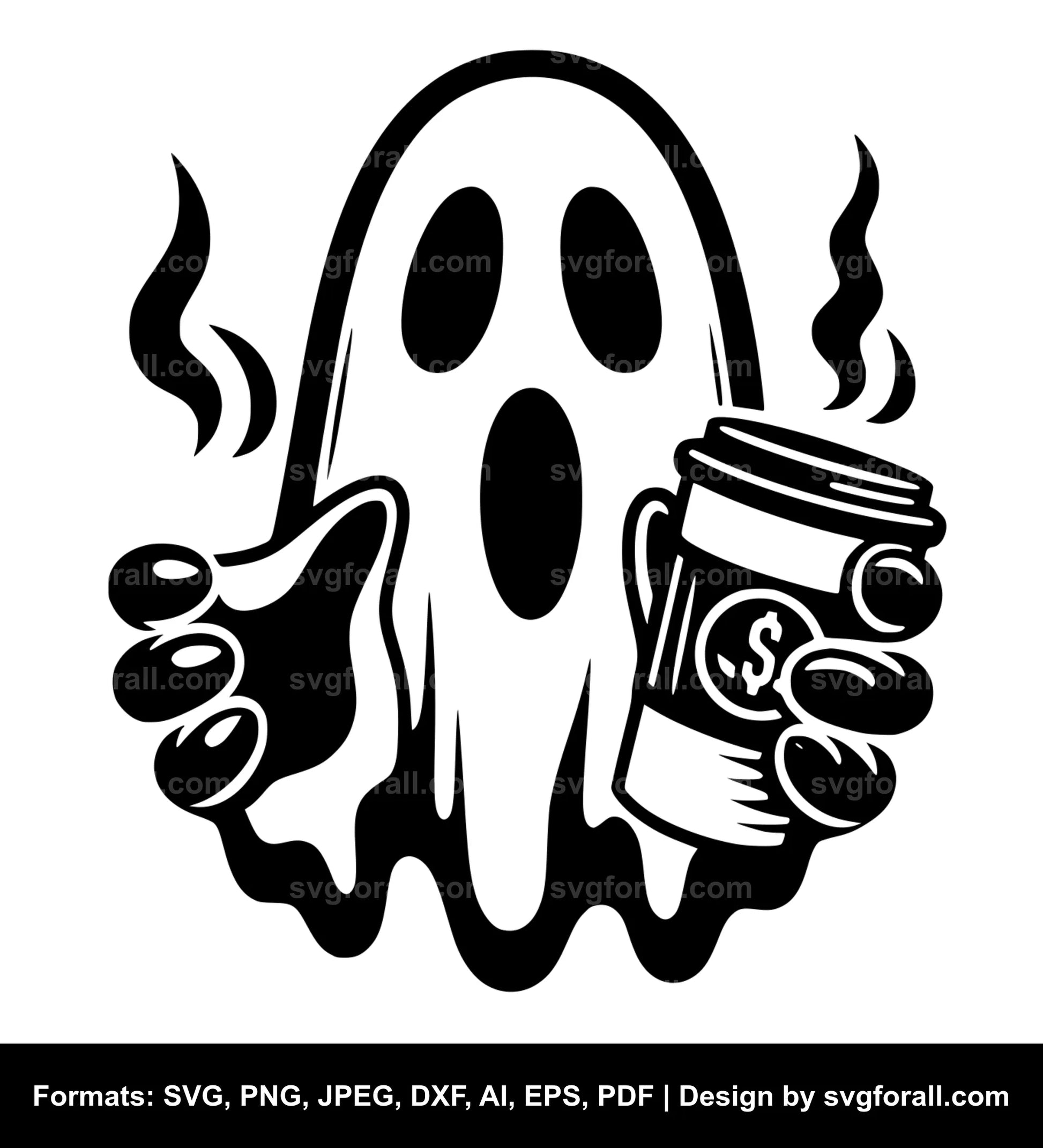 Ghost Holding Coffee SVG