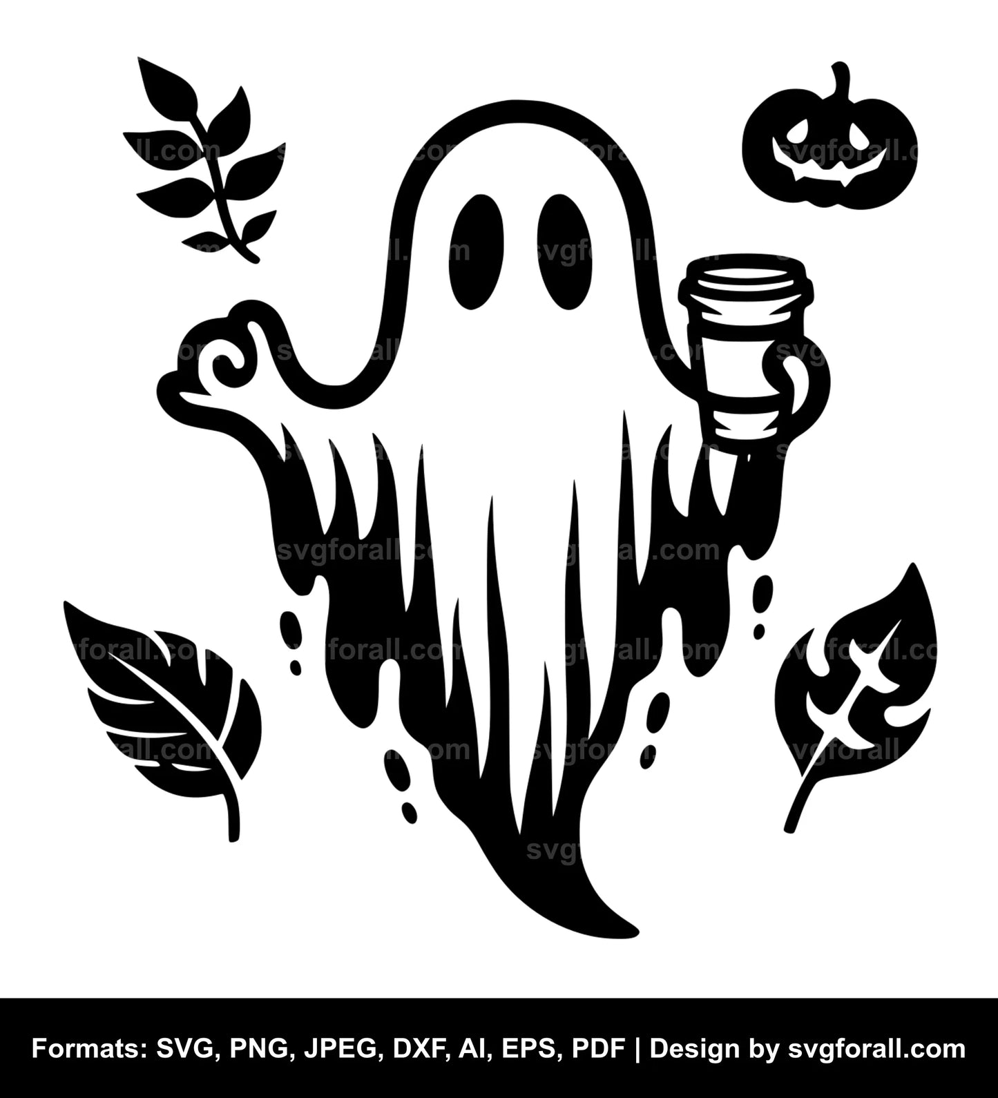 Ghost Holding Coffee SVG File