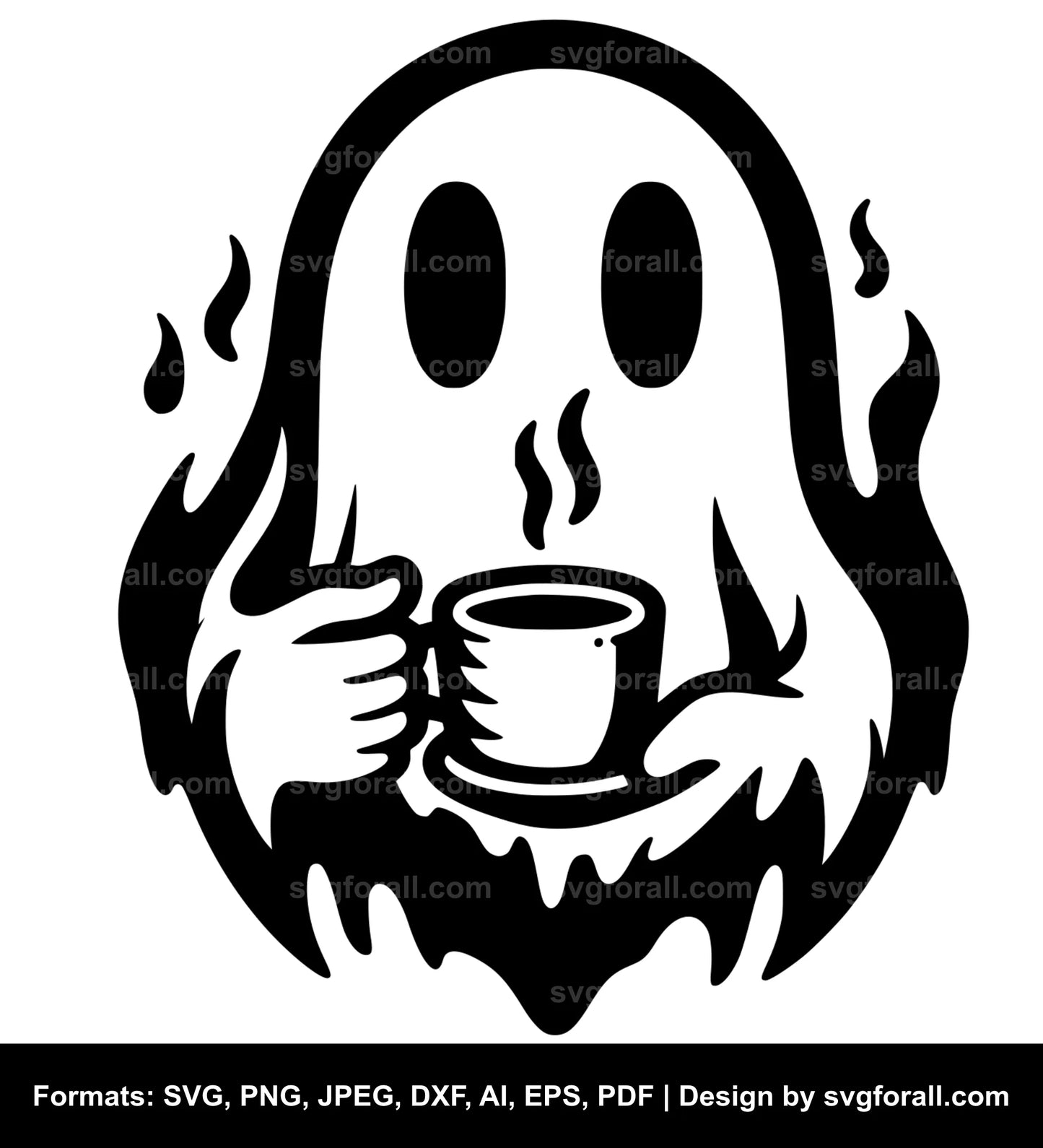 Ghost Holding Coffee SVG Vector