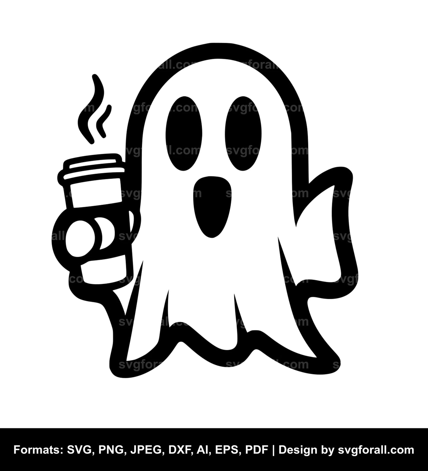 Ghost Holding Coffee Vector SVG