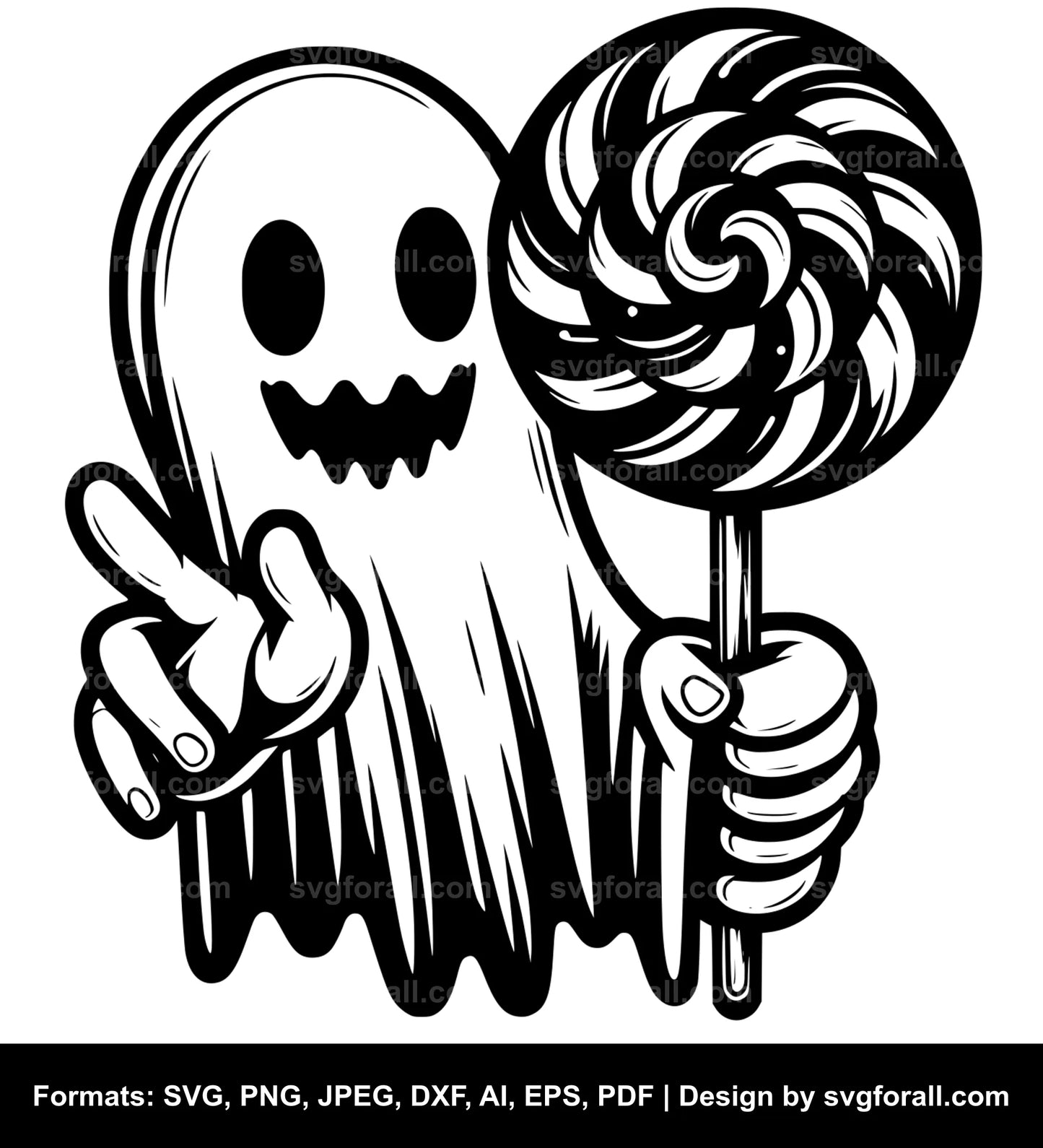 Ghost Holding Lollipop Cricut SVG