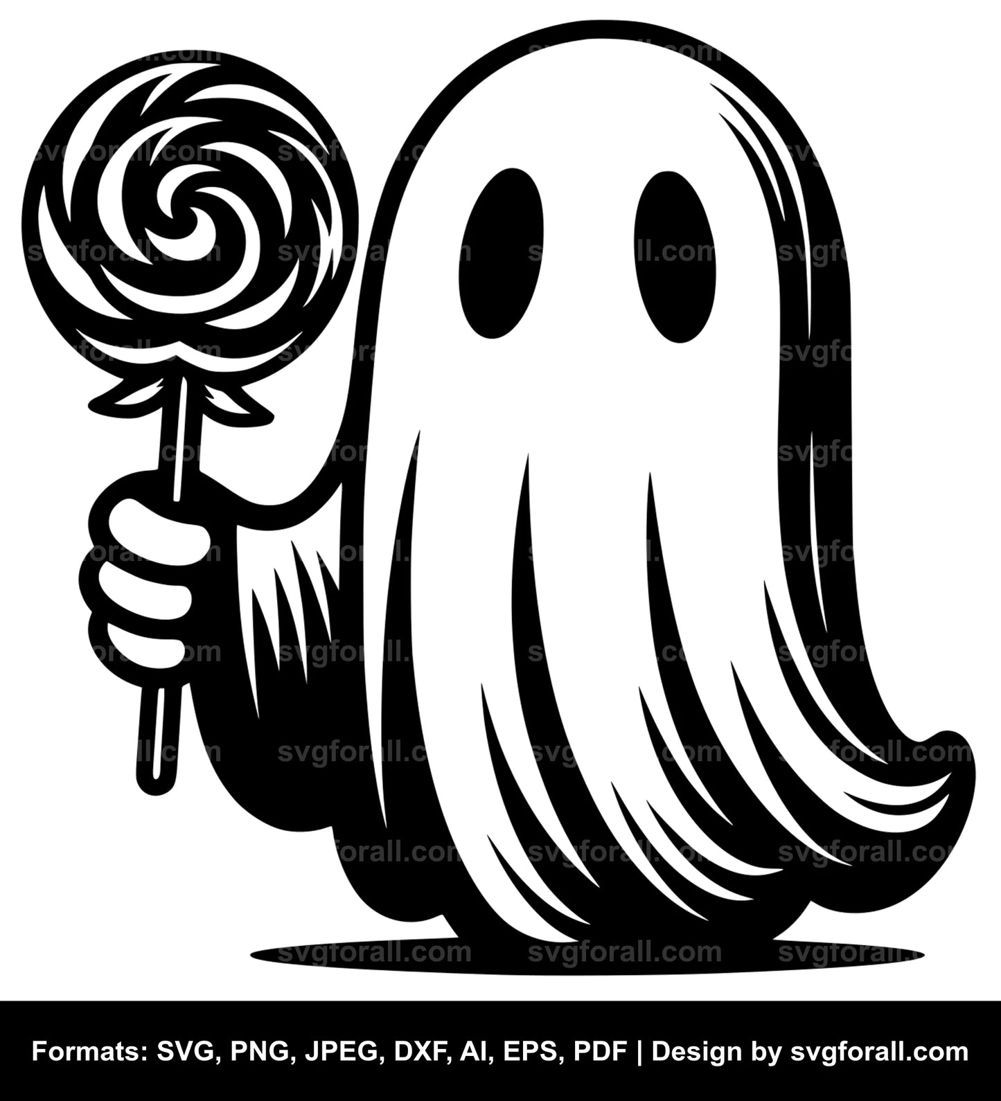 Ghost Holding Lollipop SVG