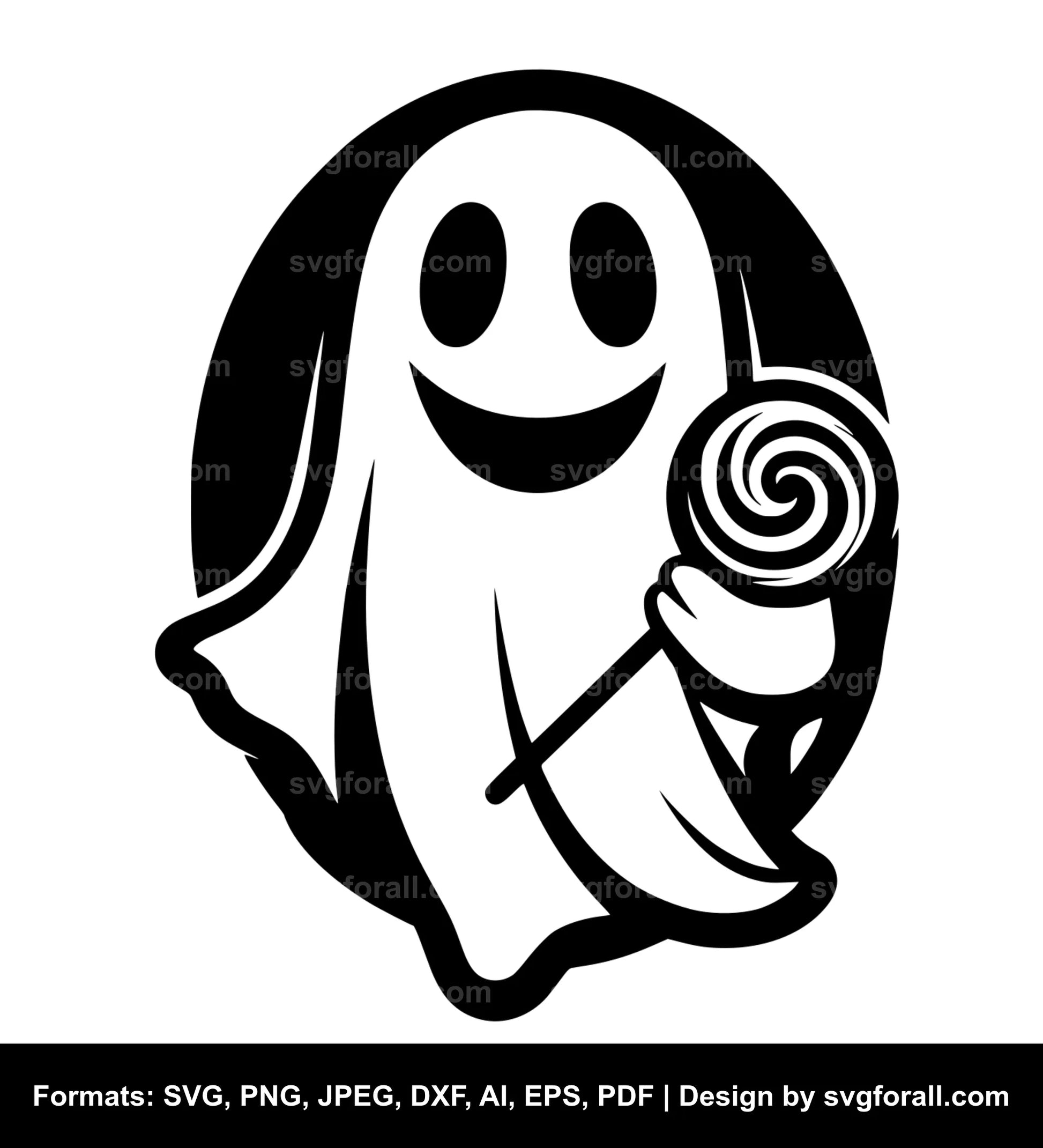 Ghost Holding Lollipop SVG Clipart