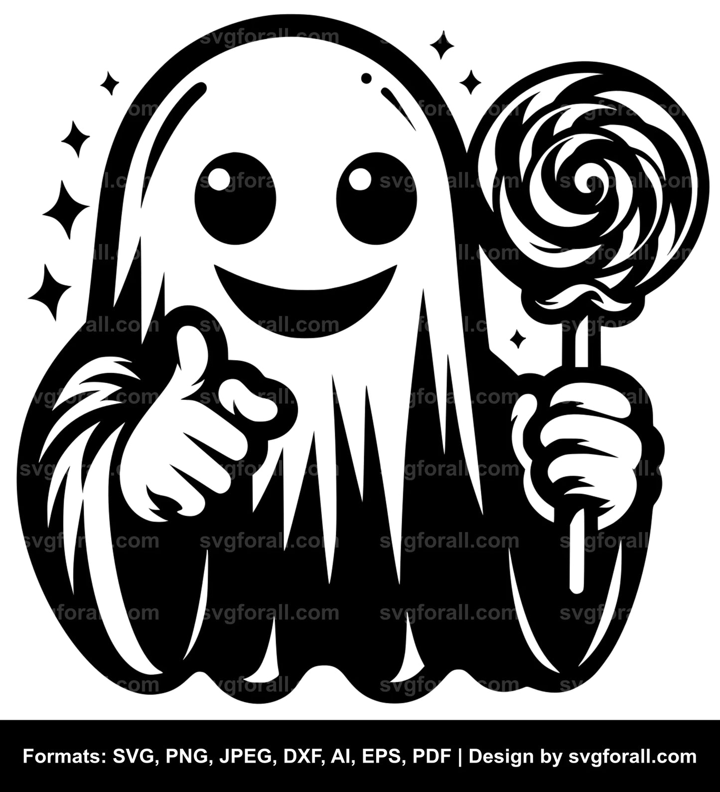 Ghost Holding Lollipop SVG Cut File