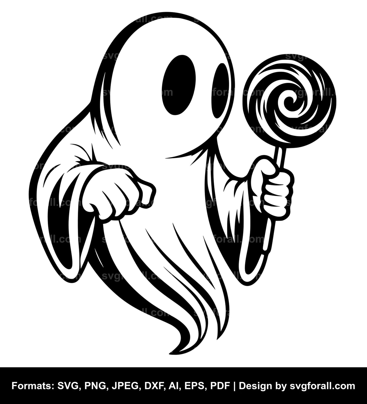 Ghost Holding Lollipop SVG Design