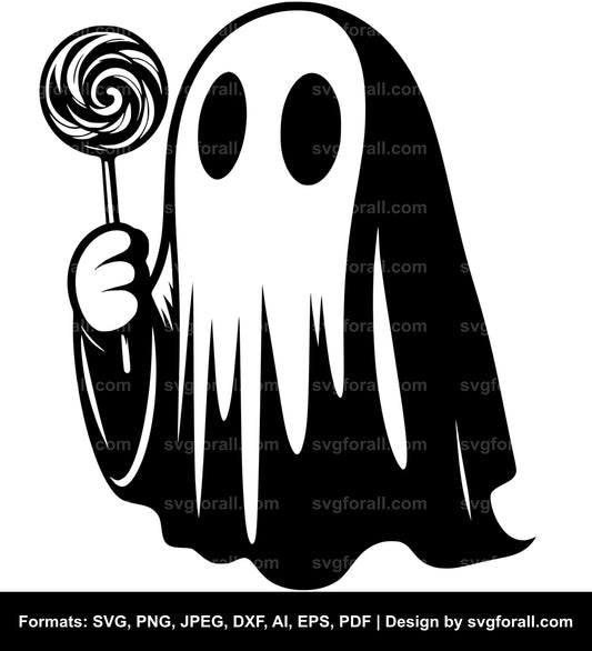 Ghost Holding Lollipop SVG Download