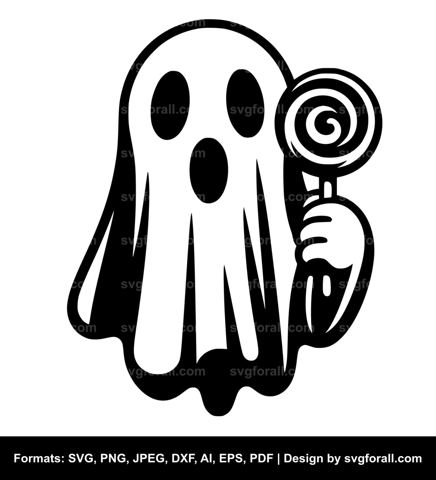 Ghost Holding Lollipop SVG File