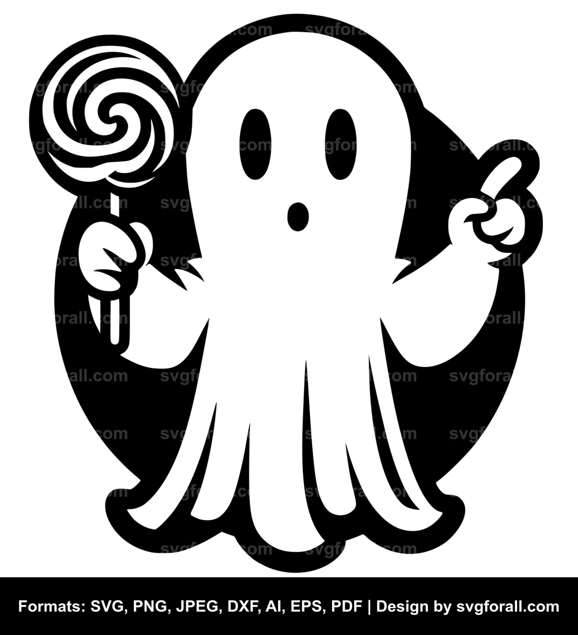 Ghost Holding Lollipop SVG PNG